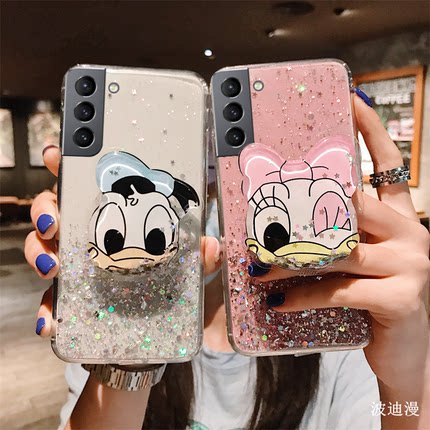 Đối với Samsung Galaxy S20 S21 S22 S23 Ultra S9 S10 Plus Galaxy Note 8 9 10 20 Ultra Plus Lite Ốp lưng điện thoại mềm hoạt hình mặt sau có giá đỡ điện thoại vịt Donald
