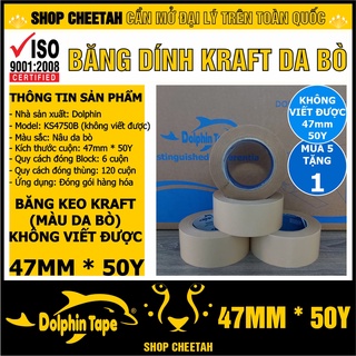 Mua 5 tặng 1 – Băng dính giấy Kraft 47mm x 50Y – Băng dính giấy da bò – Tự phân hủy thân thiện với môi trường – Xé tay