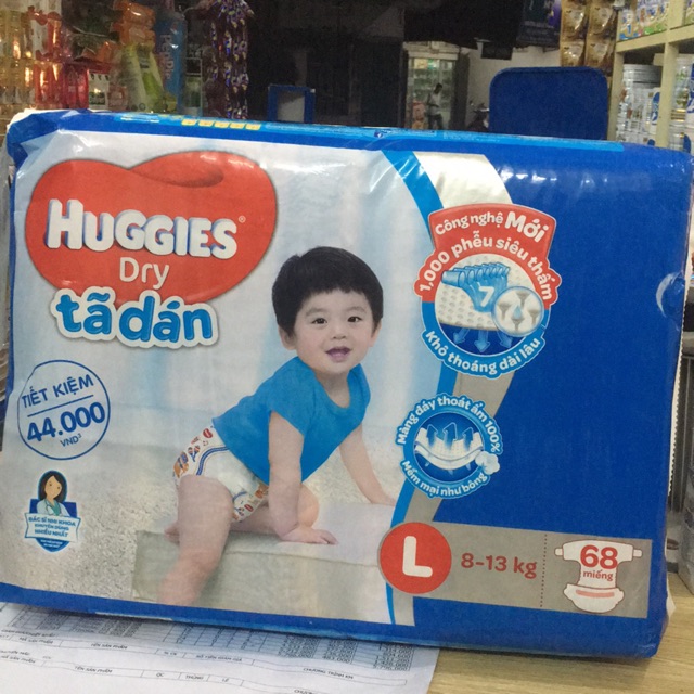 Bỉm Huggies Dán M76,L68,XL62 miếng.