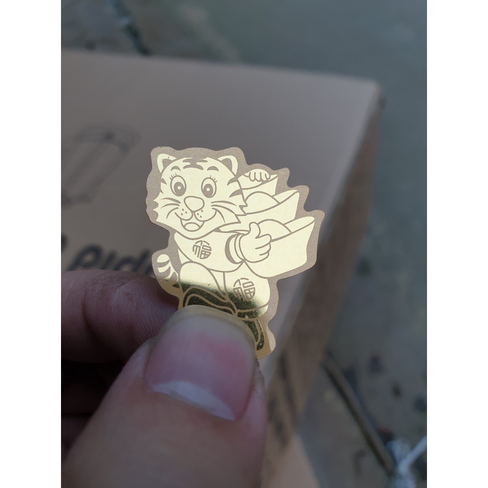 Miếng dán Tiểu Hổ mạ vàng 24k cầu sự thịnh vượng may mắn