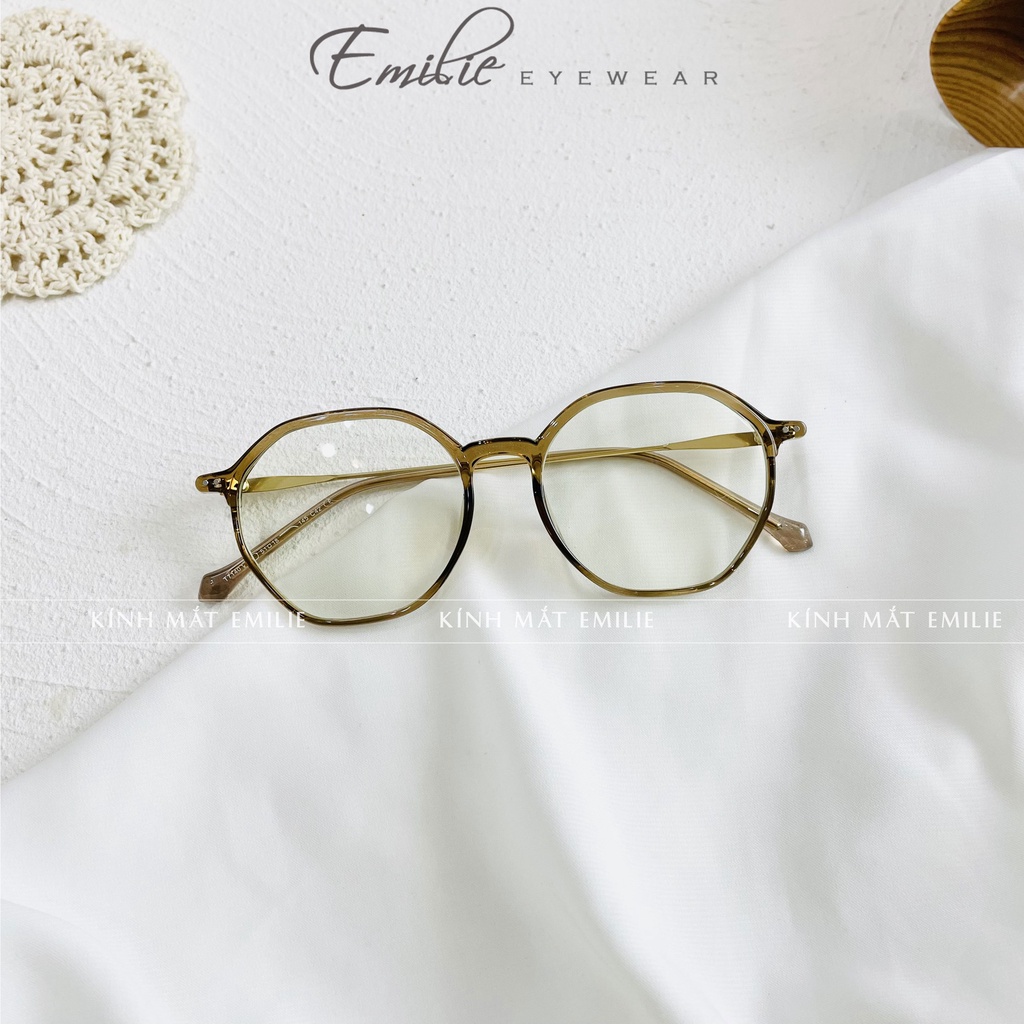Gọng nhựa tròn nam nữ góc cạnh mảnh nhẹ nhựa dẻo hàng cao cấp Kính mắt Emilie phụ kiện thời trang 7140
