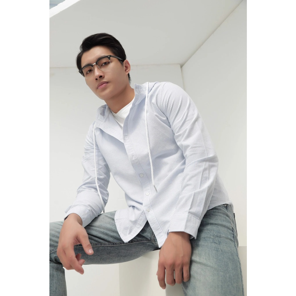 Áo sơ mi khoác nam kiểu hoodie có nón xịn Americus 641, chất liệu cực đẹp, thiết kế chất lừ