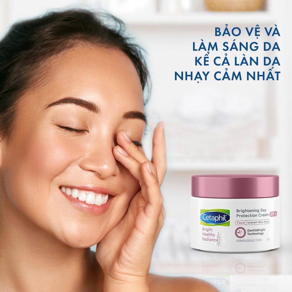 Combo 2 gồm Kem dưỡng ẩm và chống nắng ban ngày SPF15 50g và Kem dưỡng ẩm làm sáng da ban đêm Cetaphil BHR 50g