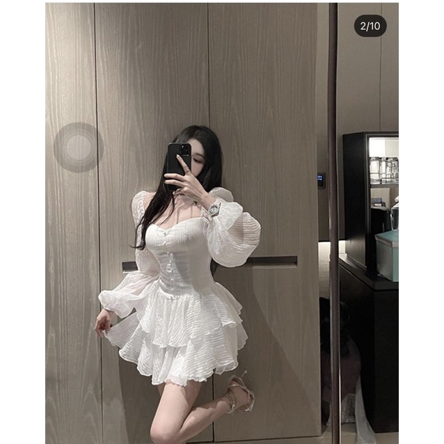 JUMPSUIT BÈO TẦNG TAY BỒNG XOÈ PHỐI NÚT