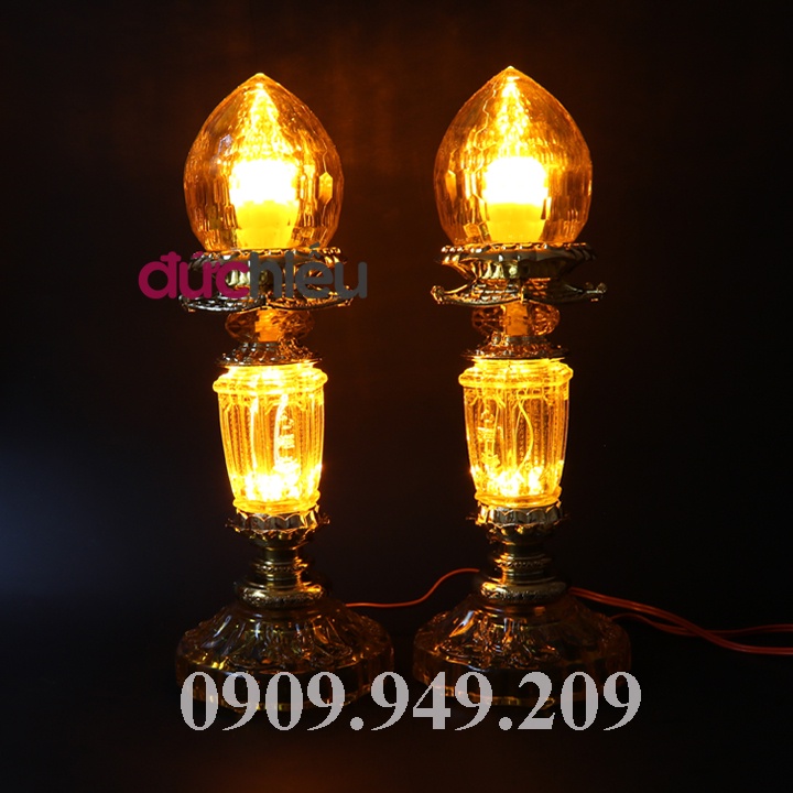 Bộ 2 đèn trái đào để bàn thờ cúng trang trí gia tiên, tết – Đức Hiếu Shop