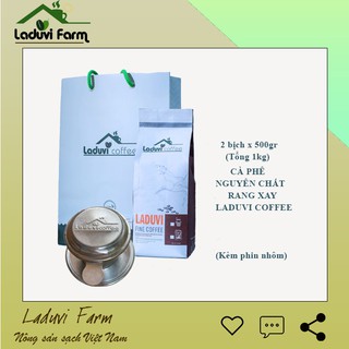 1kg Cà phê Robusta nguyên chất rang mộc pha phin Laduvi Coffee CF500-1P + phin