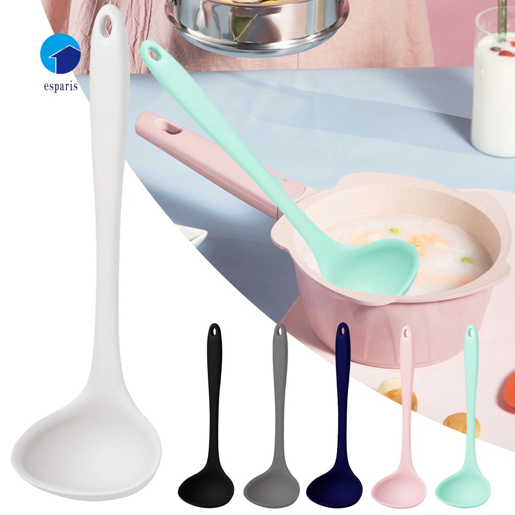 Muỗng Múc Canh Bằng Silicone Chống Bỏng Tay Cầm Dài Linh Hoạt Tiện Dụng Cho Nhà Bếp