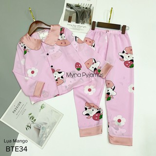 Bộ pijama bé gái chất lụa mango mềm mịn