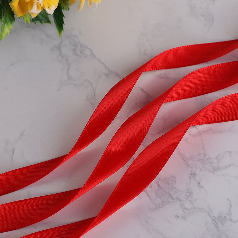 Ruy băng satin lụa bóng hai mặt tông màu đỏ 16mm phụ kiện thời trang tóc handmade dây gói quả trang trí#193-290