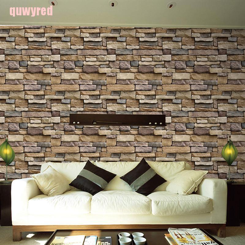 quwyred 3D Wall Paper Brick Stone Effect Self-adhesive Wall Sticker Wallpaper Room Decor GWT