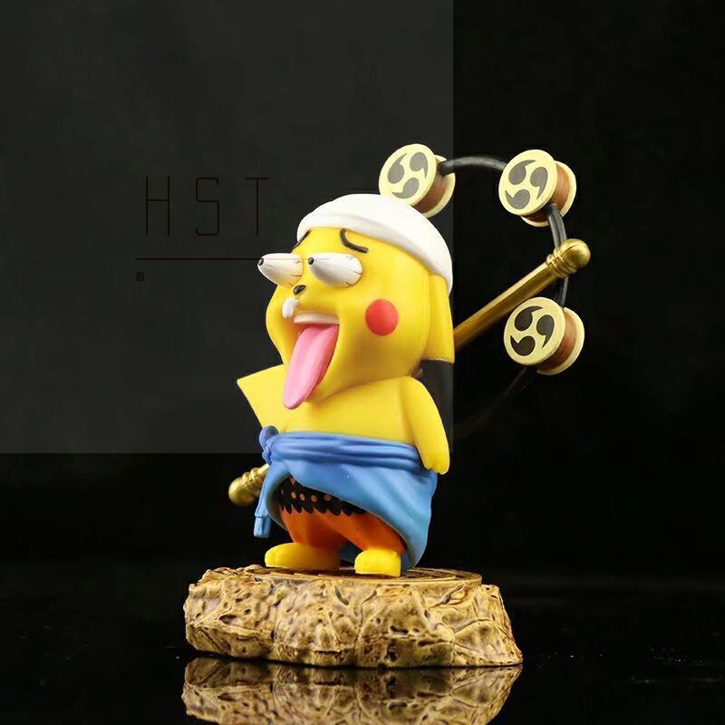 Pikachu Cosplay Enel Model Toy Pokémon One Piece Anime Figure with Funny Face Collectibles for Japanese Anime Fans
