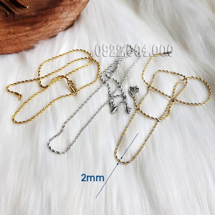 Dây chuyền kiểu dây thừng cỡ nhỏ 2mm.