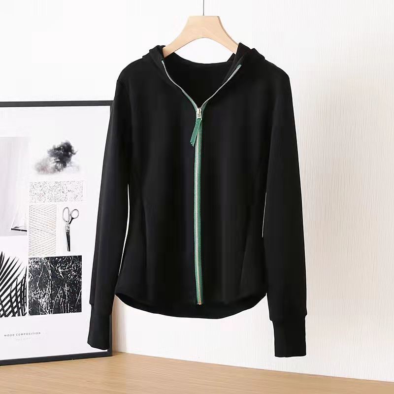 Áo Hoodies Tay Dài Dáng Rộng Phối Khoá Kéo Có Size Lớn