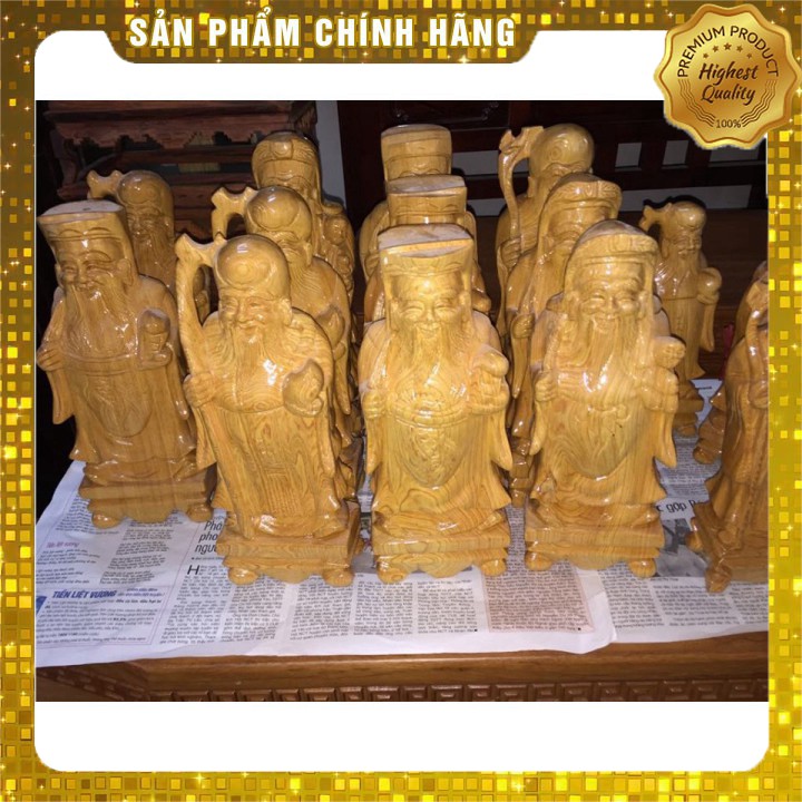 Bộ ba Phước lộc thọ rời, gỗ pê mu, cao 30cm, đem tài lộc, phúc đức cho gia chủ