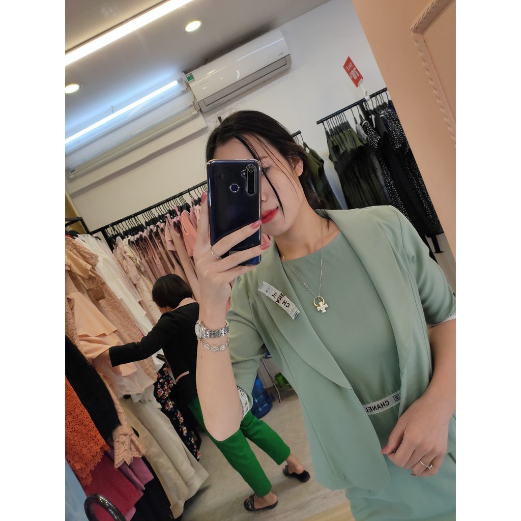 ĐẦM VEST XANH THIẾT KẾ K758 - TIIN STORE (Hàng may thiết kế ,ảnh thật shop tự chụp)