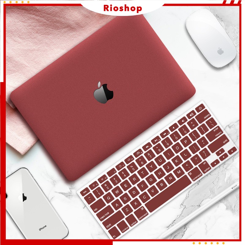 Combo Case, ốp Macbook kèm Phủ Phím Màu đỏ đô - Nhựa ABS cao cấp chống va chạm