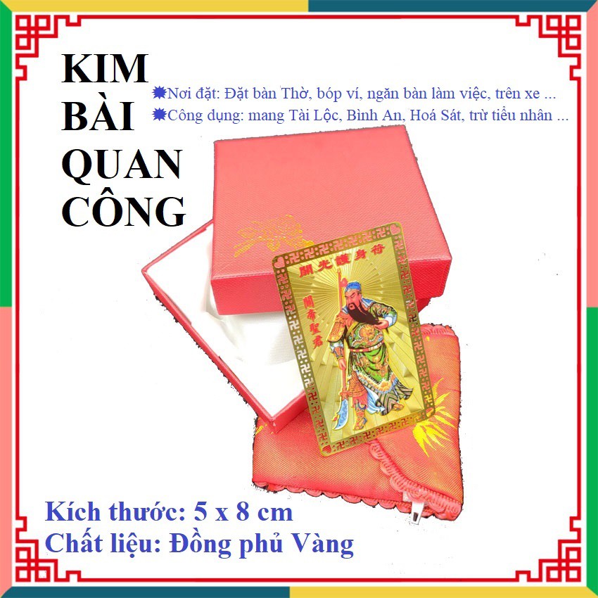 Kim Bài Quan Công | vật phẩm phong thủy Võ Thần Tài bỏ mang Tài Lộc, hóa Sát, giải trừ tiểu nhân