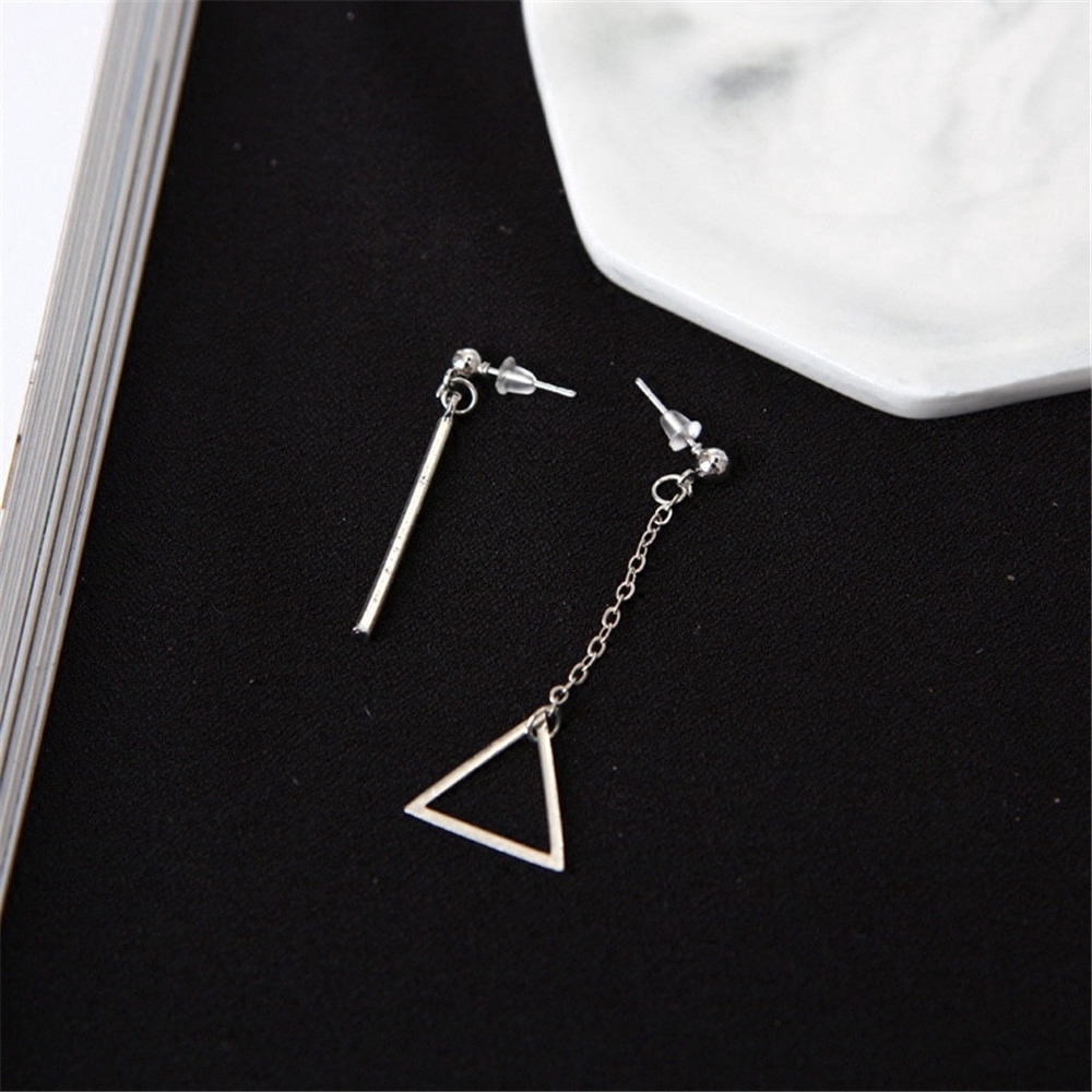 Khuyên Tai Thả Dài Thiết Kế Hình Học Đơn Giản Phong Cách Hàn Quốc