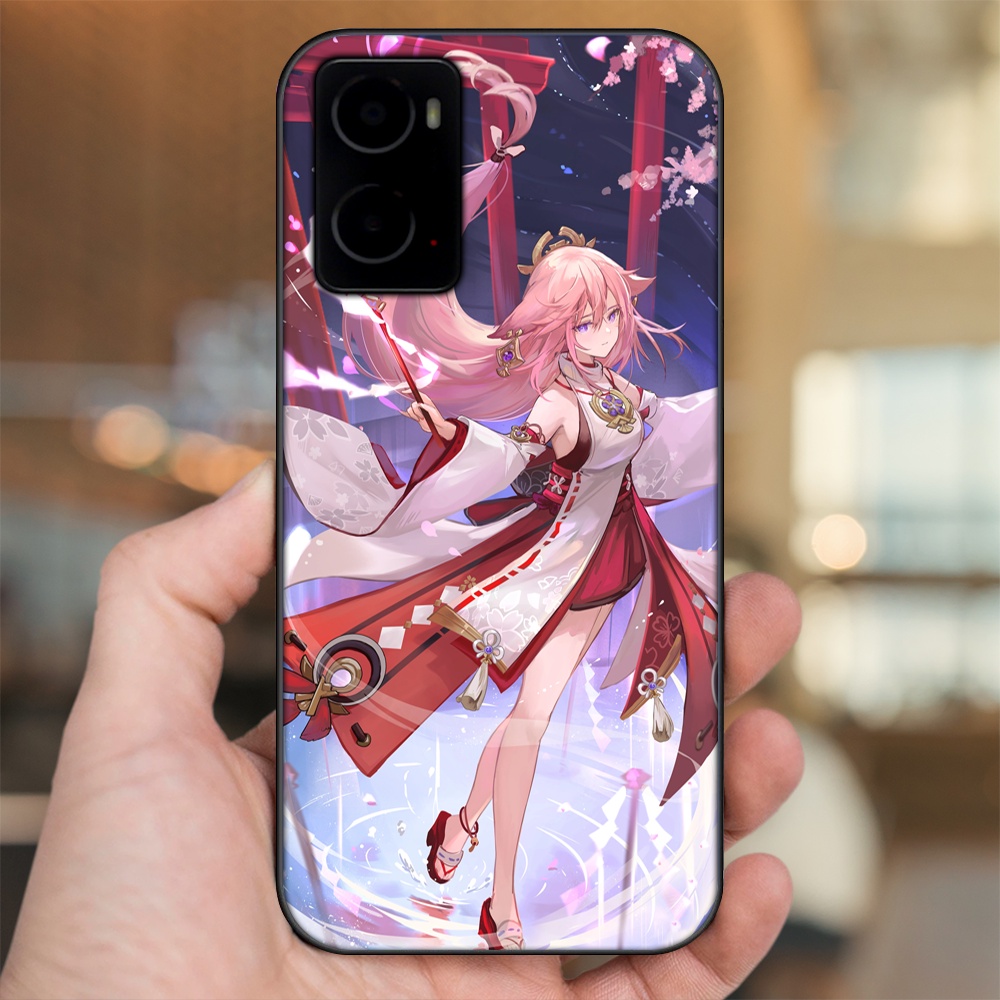 Ốp lưng Oppo A76 viền đen in hình Yae Miko Genshin Impact