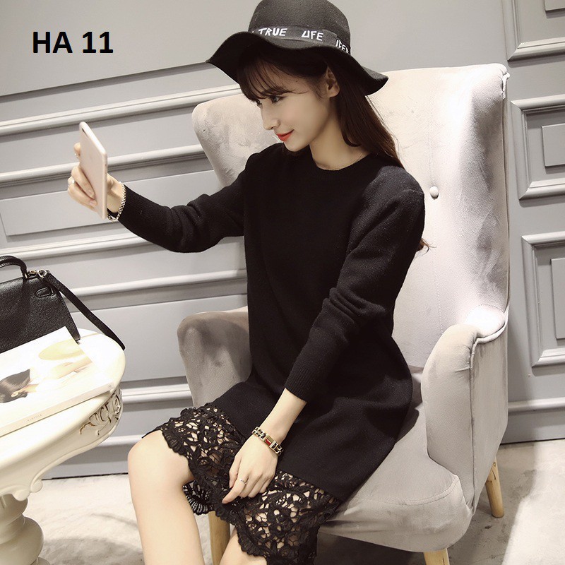 Váy đầm len phối ren đẹp xinh, hàng nhập, chất đẹp | BigBuy360 - bigbuy360.vn