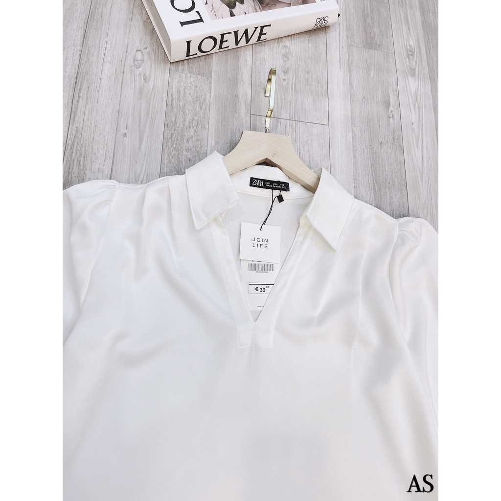 [Mã FAMARAL1 giảm 10K đơn 50K] ÁO SƠ MI LỤA TẰM CỔ V TAY BÈO