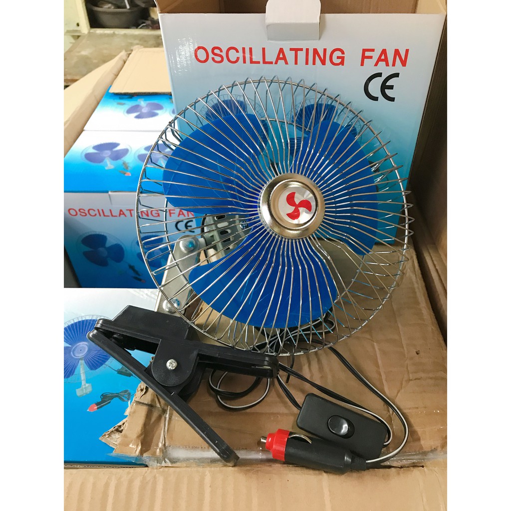 Quạt kẹp ô tô xoay 360 độ 12V