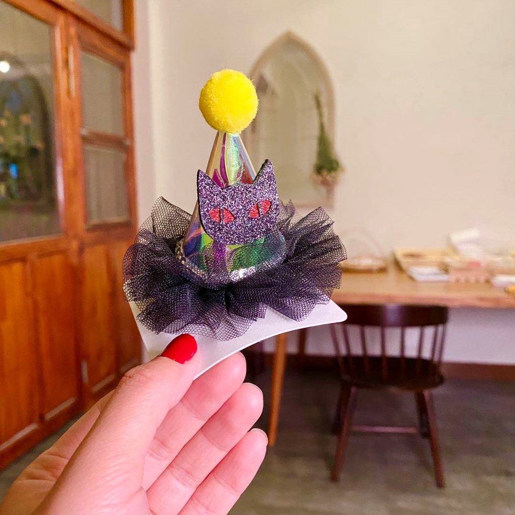 Kẹp Tóc Hình Nón Halloween Có Đèn Led Phát Sáng Dành Cho Trẻ Em