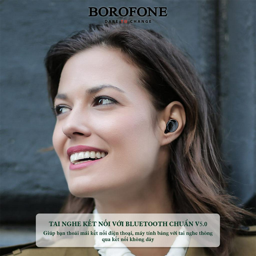 Tai nghe bluetooth nhét tai BOROFONE kết nối không dây với điện thoại,âm bass mạnh chống ồn tốt có mic đàm thoại pin 4h.