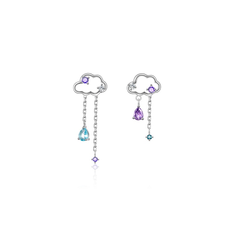 Nzjr Đôi Bông Tai Mạ Bạc 925 Hình Đám Mây Thời Trang Sang Trọng