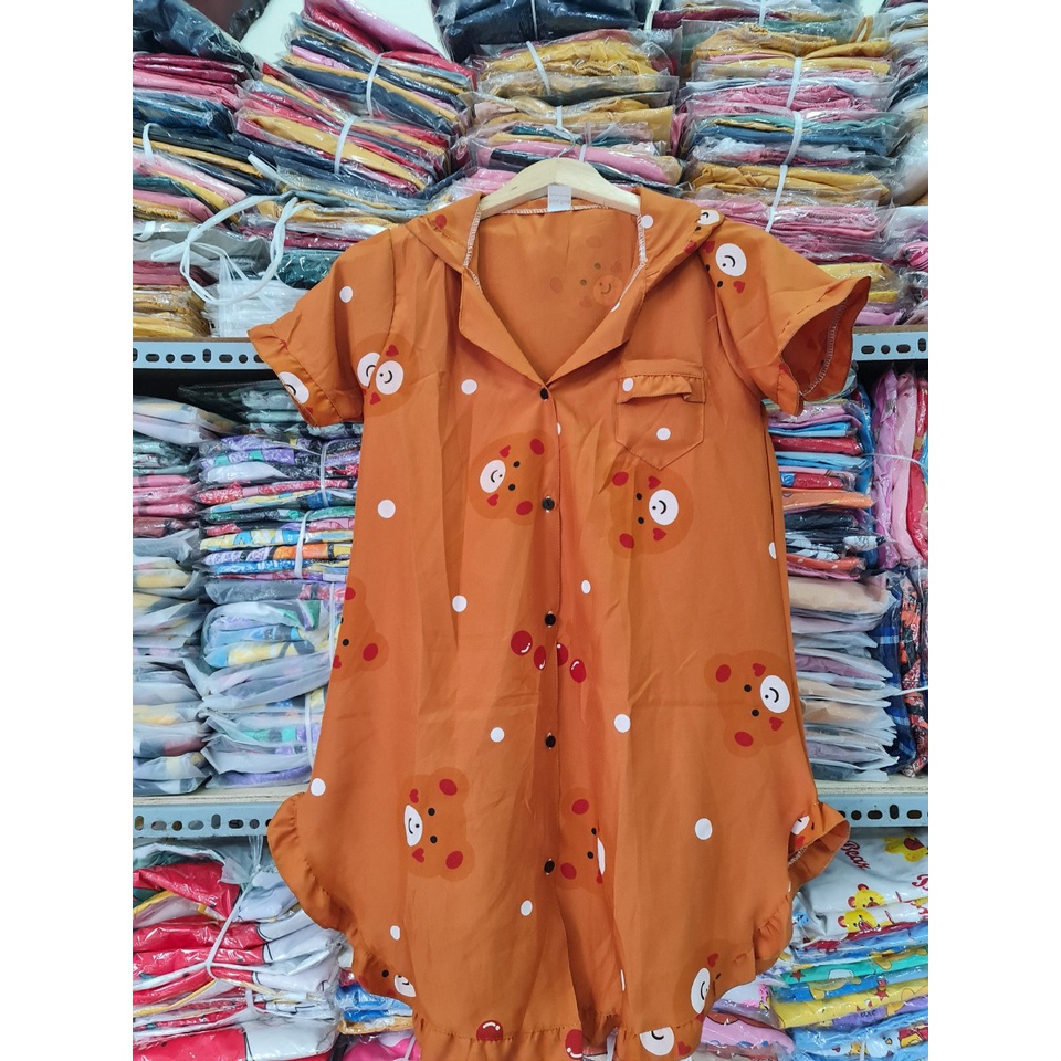 Váy Đầm Nữ-Đầm nữ kiểu dáng sơ mi vải LỤA HÀN in hình BÒ SỮA siêu xinh