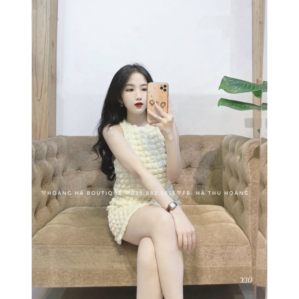 [Set váy] Set 2 món áo và váy đi chơi tiệc phong cách hàn quốc với chân váy ngắn sexy kèm áo không tay cổ tròn chất xốp