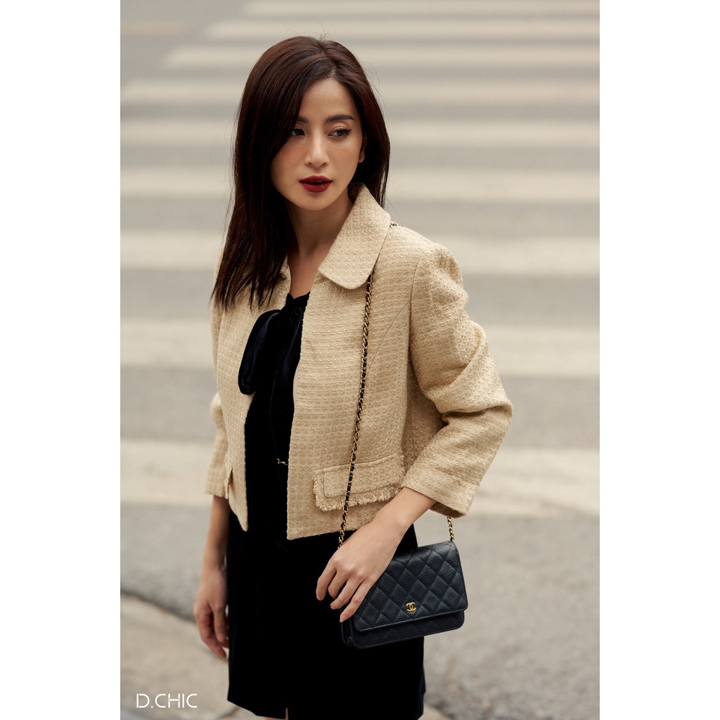 Áo vest dạ tếch thắt nơ cổ D.CHIC MS: 160429