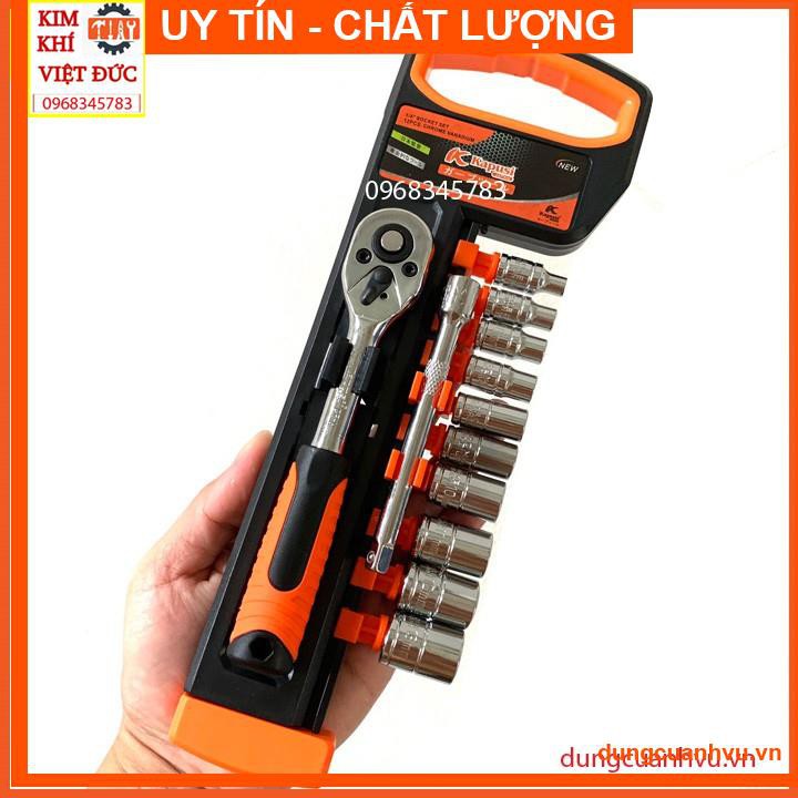 Bộ tuýp sửa chữa - bộ khẩu 1/4 cần tự động 12 chi tiết Kapusi Japan, thép CRV cao cấp