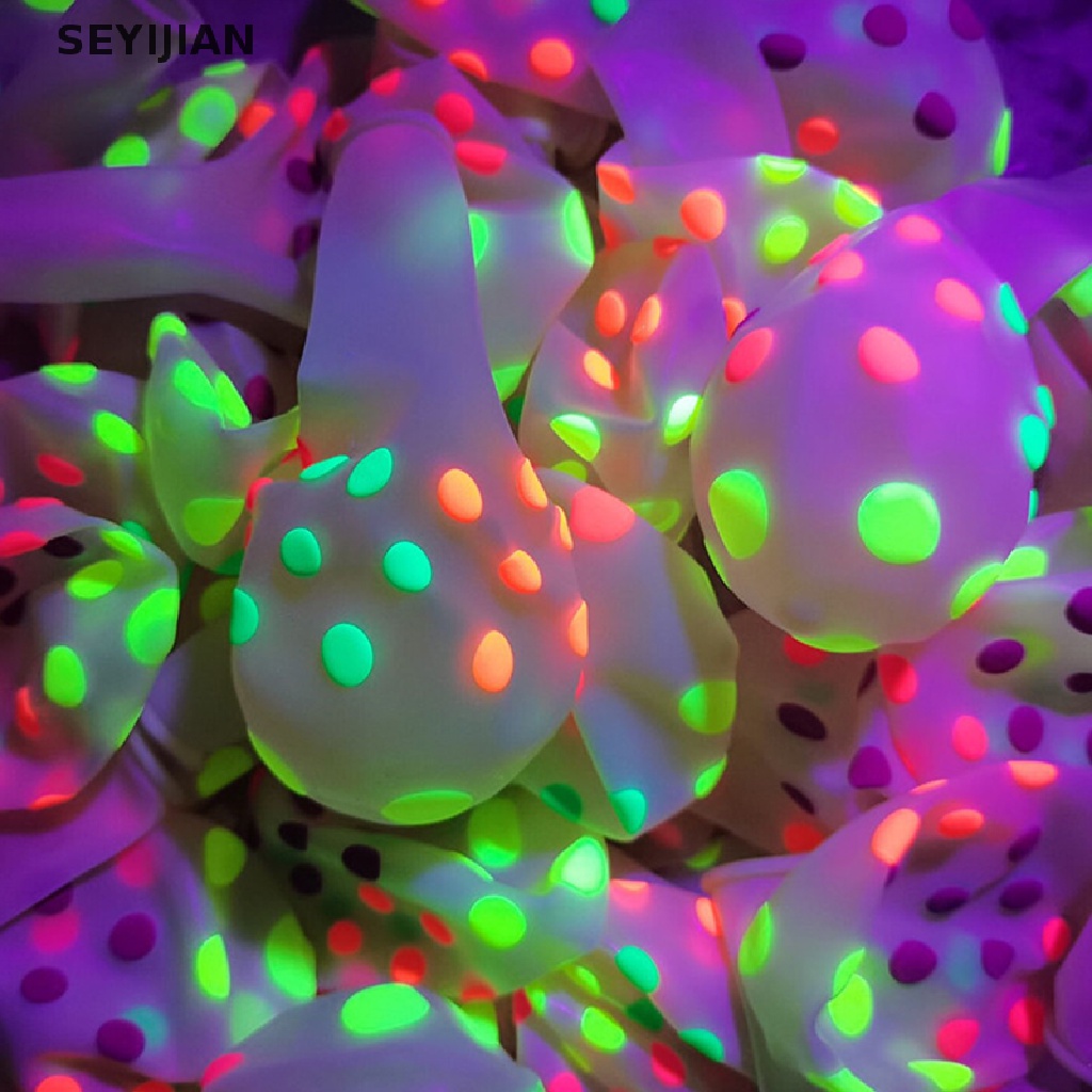 Sey 10 Bong Bóng Chấm Bi / Ngôi Sao Màu Neon Phát Sáng Trong Đêm
