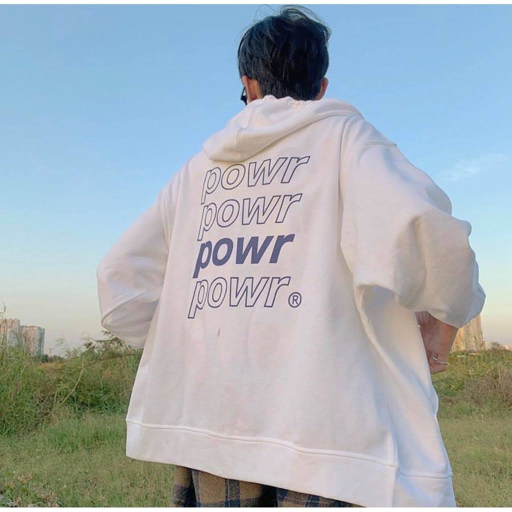 Áo khoác nam nữ nỉ ngoại dây kéo form rộng POWR