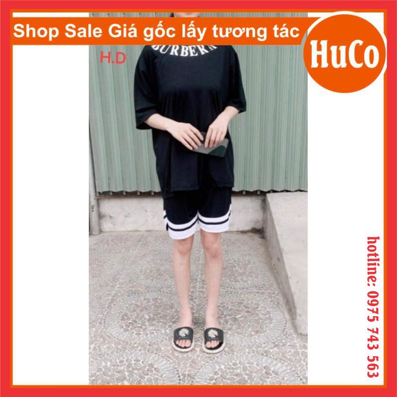 Sét hai món đồ bộ, áo phông hè tay lỡ B.B in vòng cổ + quần đùi V nam nữ mặc đôi nhóm form thụng unisex freesize giá rẻ