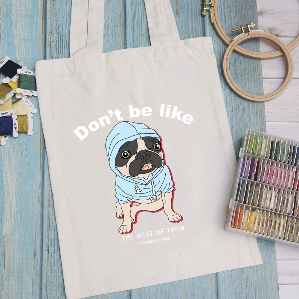 Túi vải túi Tote KIDS - Mẫu 1 vải canvas dày đẹp cho nữ có khóa miệng đi học đi chơi. In hình theo yêu cầu