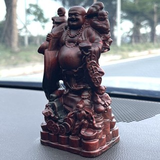 Tượng Phật Di Lặc gỗ Trắc 💥 Tượng gỗ ô tô phong thủy, may mắn, bình an.