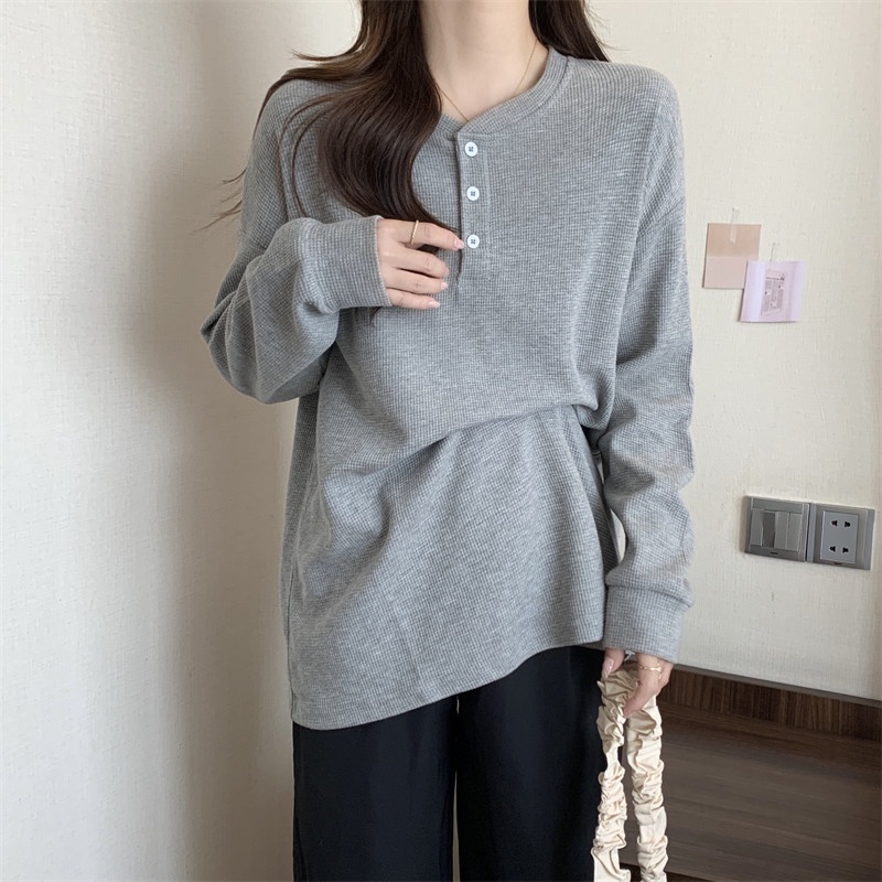 Áo SUXI tay dài dáng rộng đơn giản thời trang cho nữ