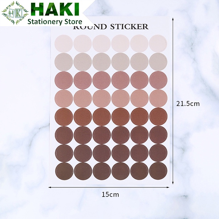 Sticker cute hình tròn dễ thương HAKI 1 tấm 48 sticker trang trí sổ vở giá rẻ ST25