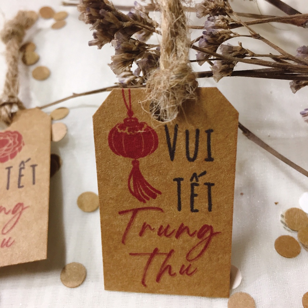 40 Tag kraft 3x5cm Tết Trung Thu  treo hộp quà/ chai lọ/ túi