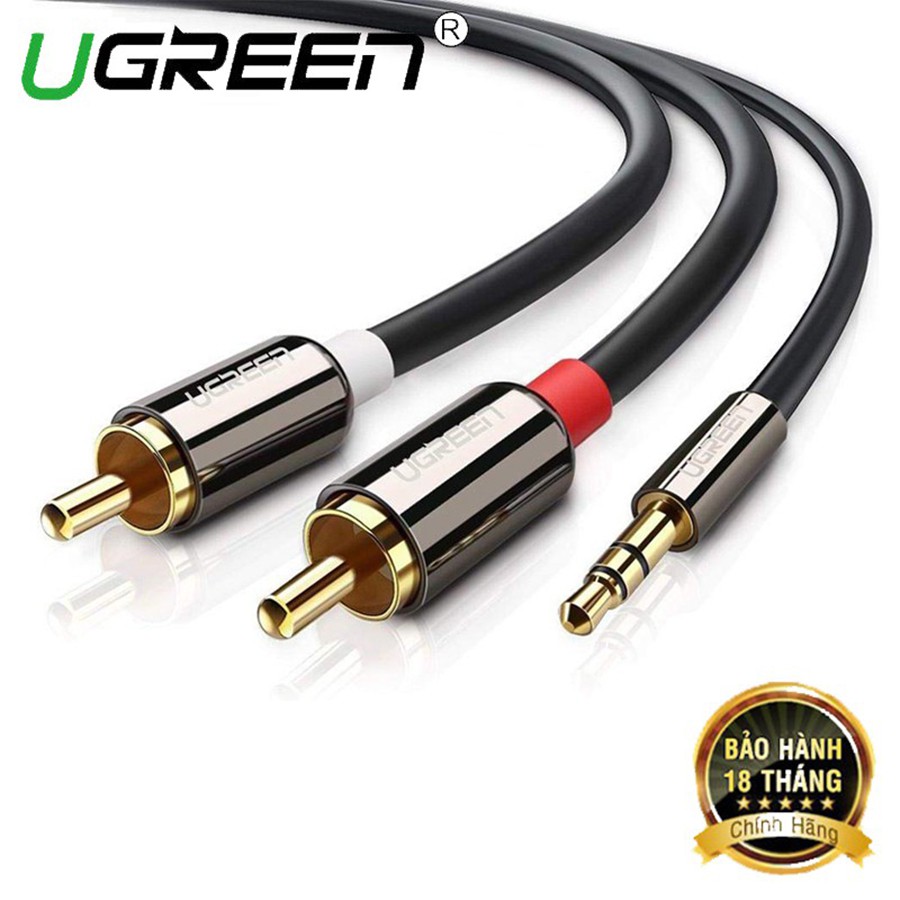 [Mã ELHACE giảm 4% đơn 300K] Ugreen 10749 - Cáp âm thanh 3.5mm to 2 RCA dài 1m cao cấp - HapuStore