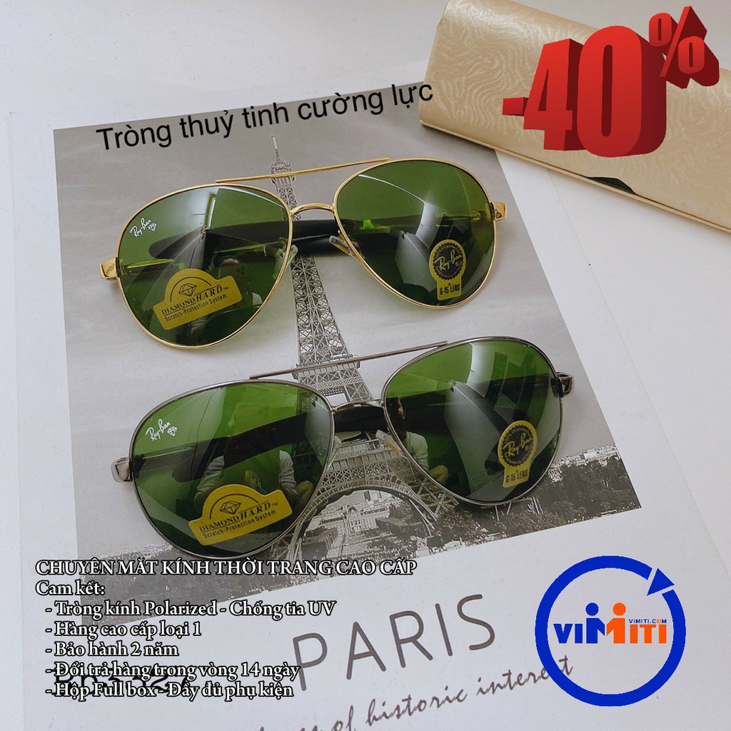 Mắt kính cao cấp Rayban tròng thủy tinh xanh kính cường lực