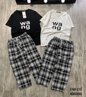 Bộ áo thun wang kèm quần kẻ - ND