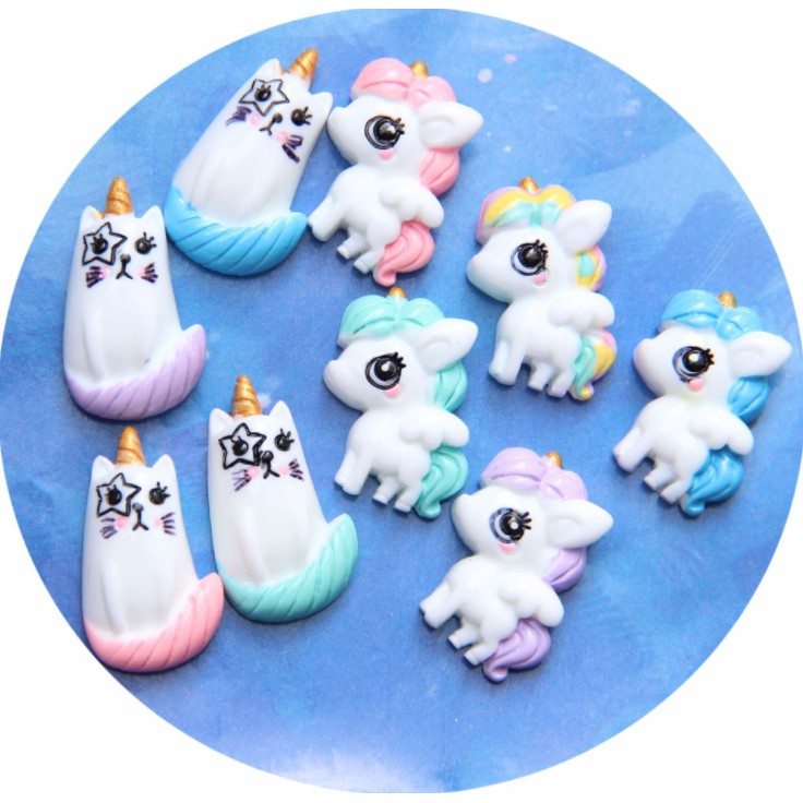 Các mẫu charm kỳ lân Unicorn và mèo kỳ lân dễ thương cho các bạn làm Jibbitz, trang trí vỏ ốp điện thoại, DIY