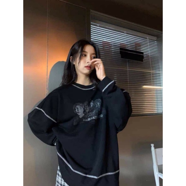 Áo sweater nỉ chỉ nổi The Beatles UNUNISEX - Áo swt nỉ chỉ nổi The Beatles UNUNISEX