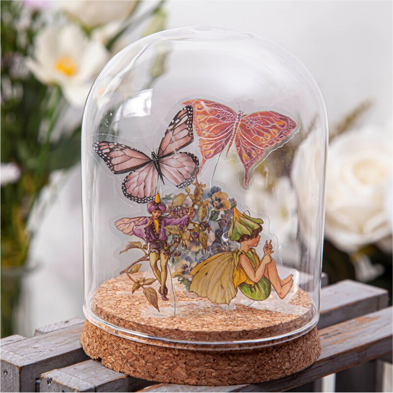 Miếng Dán Trang Trí Sổ Tay Trong Suốt Chống Thấm Nước Họa Tiết Hoa Bướm Phong Cách Vintage