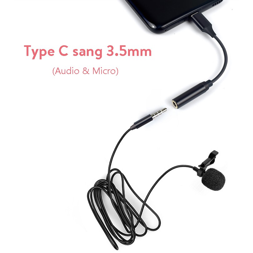Cáp chuyển đổi USB Type c sang 3.5mm ( hỗ trợ Mic và Audio )