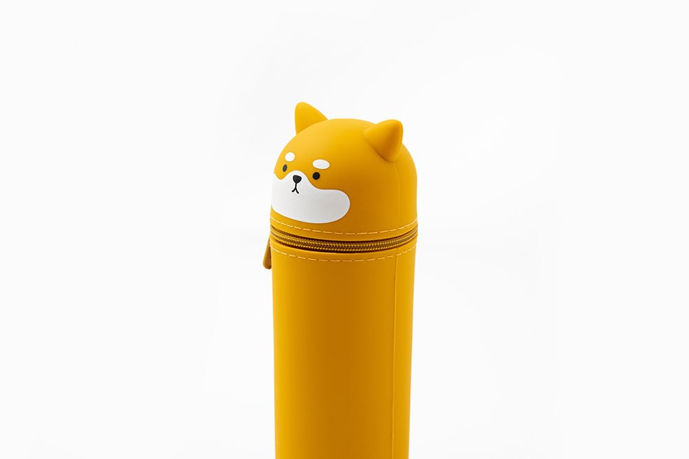 Túi Đựng Bút Chì ARTBOX Hàn Quốc Dáng Tròn Silicone Họa Tiết Hình Shiba Màu Nâu