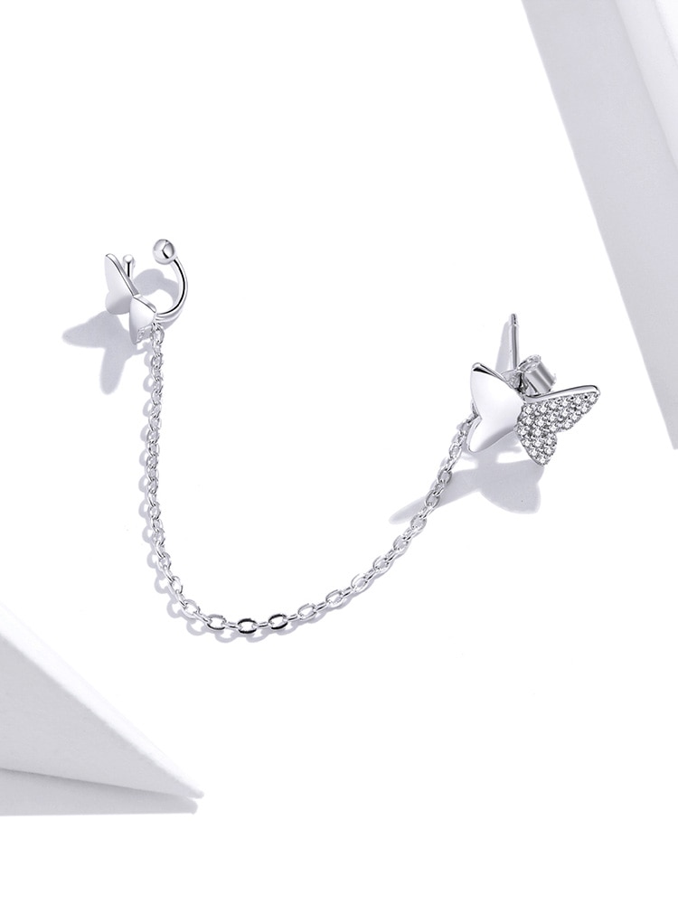 1 Bông Tai Bamoer bạc 925 Hình Bướm Bay Thời Trang Cho Nữ SCE913